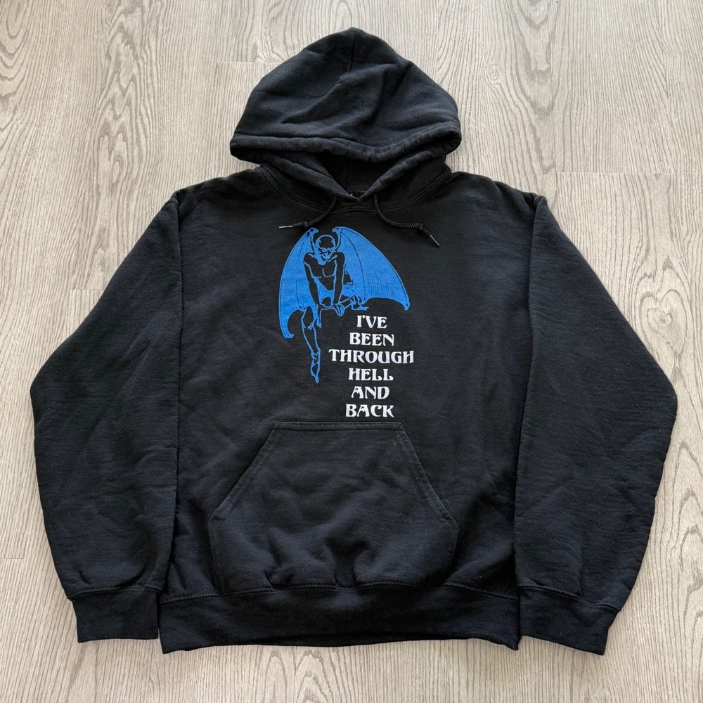 Been Through Hell and Back‎ Winged Devil Pullover Hoodie Black Small Streetwear